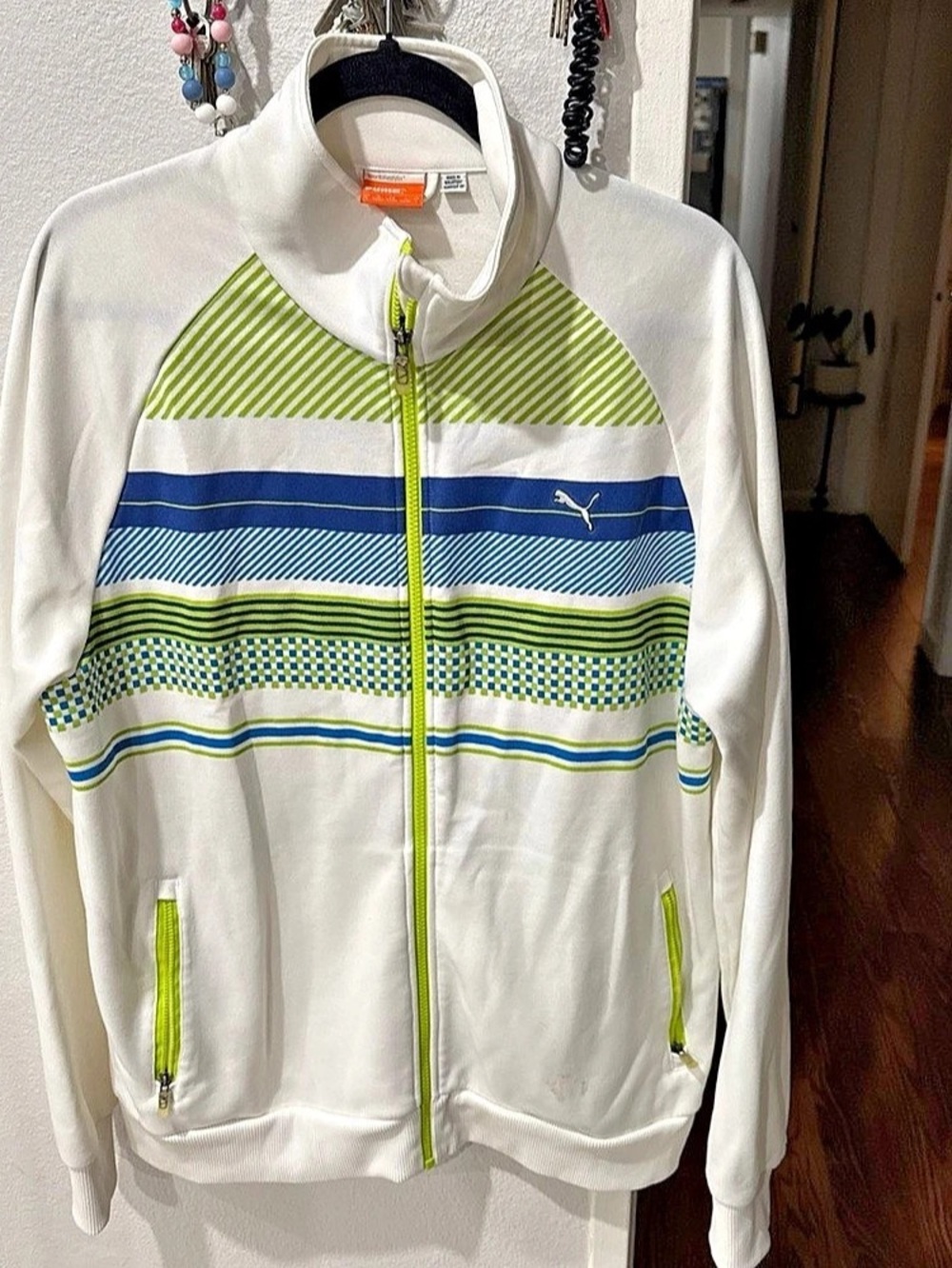 Puma Vintage Puma Sportlifestyle White Blue Green Full Zip Track Jacket Vintage